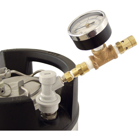 Ball Lock Quick Disconnect Spunding Valve w/Adjustable Pressure Valve w/Gauge