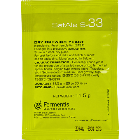 Fermentis SafAle™ S-33 Belgian Ale