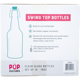 Pop Tops Swing Top Bottles - 16 oz Clear (Case of 12)