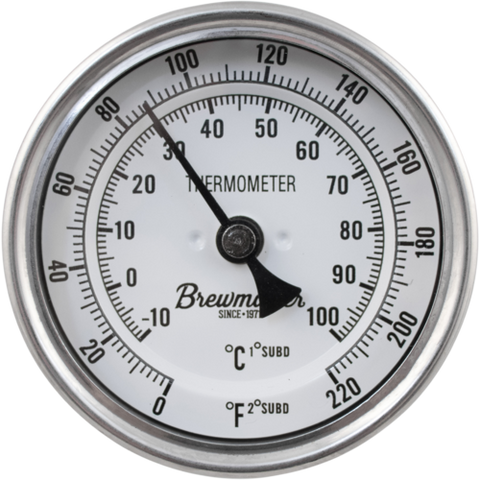 1/2" MPT Dial Thermometer for Kettles - 3 in. Face